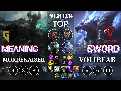 GEN Meaning Mordekaiser vs GRF Sword Volibear Top - KR Patch 10.14