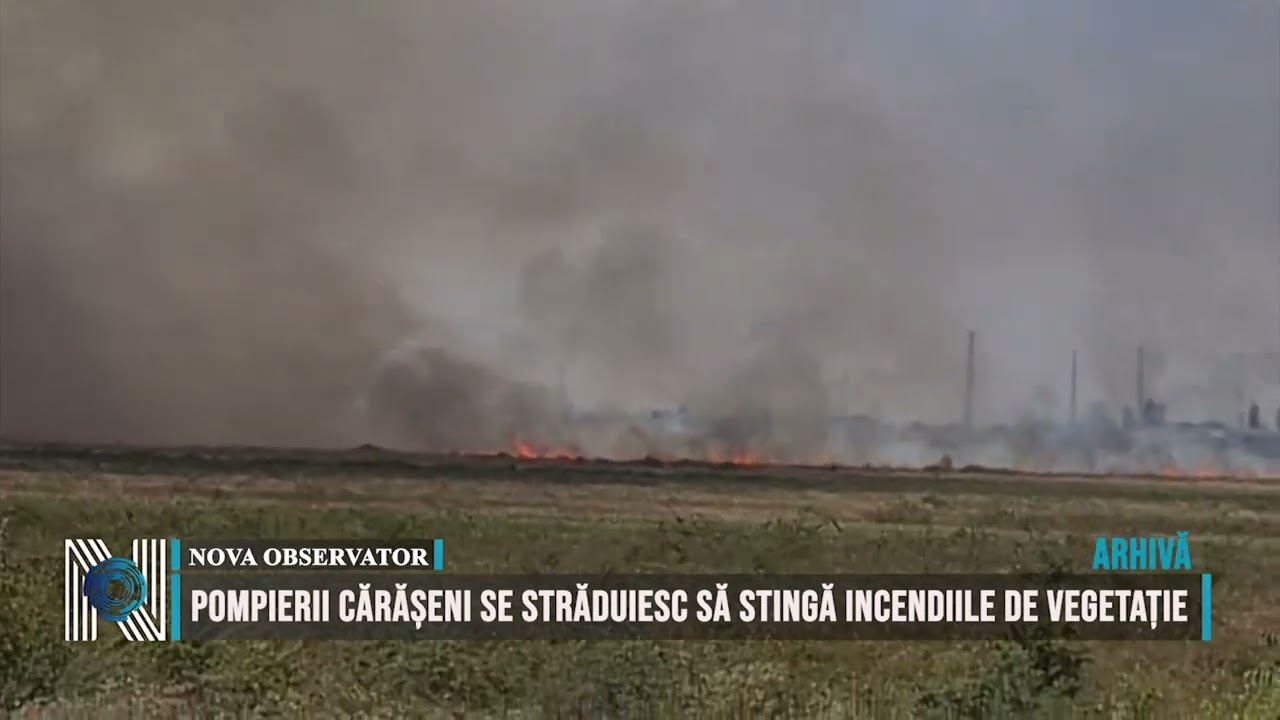 Pompierii cărășeni se străduiesc să stingă incendiile de vegetație