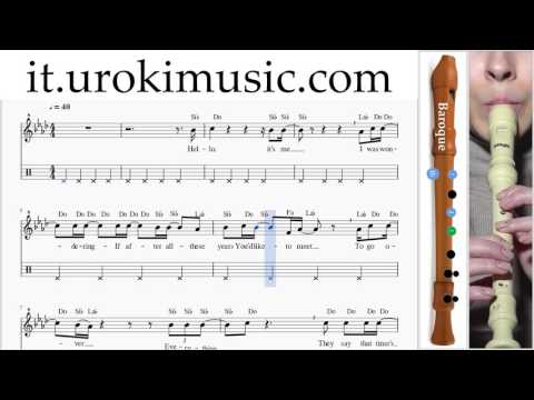 Lezioni di Flauto Dolce B  Adele Hello Parte#2 Melodia Tutorial Spartito Imparare Insegnante Metodi