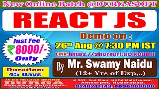 REACT JS Online Training @ DURGASOFT