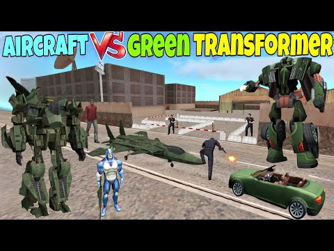 Aircraft Transformer Vs Green Transformer Robot Big Fight । Rope Hero Vice Town Game