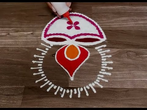 diwali special rangoli easy 2020 | panati * diya rangoli by Gauri | दिया * पणती रंगोली दिवाली के लिए Video