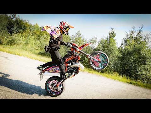 Full throttle Supermoto Stunts