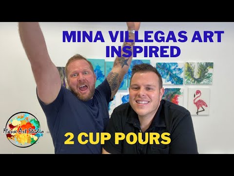 MINA VILLEGAS ART INSPIRED - 2 Acrylic Cup Pours with beautiful colors - Masse Art Studio #13