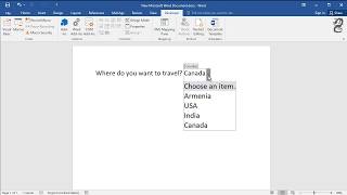 How to Add Combo Box to Choose option in  Word