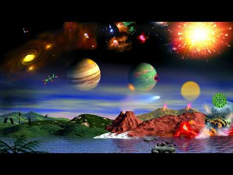 A BLUE BRUSH-STROKE IN THE PAINTING ABOUT THE ORIGIN OF LIFE