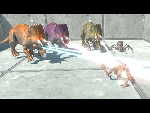 UPGRADED TRICERATOPS & Lonely Saber Toothed Spider vs EVERY UNIT   Animal Revolt Battle Simulator