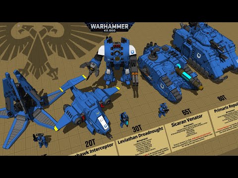 Space Marines I Tanks I Walkers I Aircraft I Size Comparison 3D - Warhammer 40k
