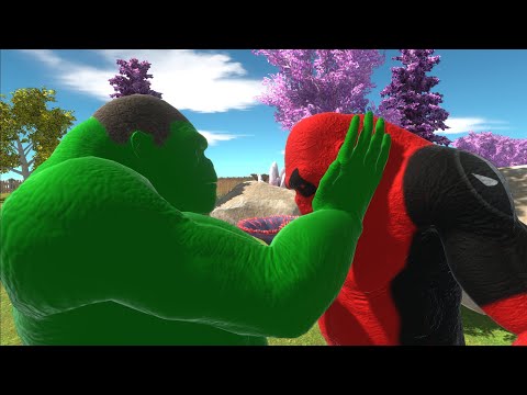 HULK GORO VS DEADPOOL GORO DEATH RUN - Animal Revolt Battle Simulator