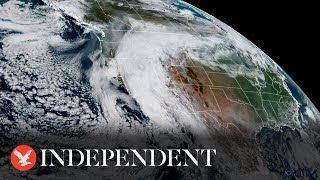 Tropical Storm Hilary making landfall in Baja California captured from space