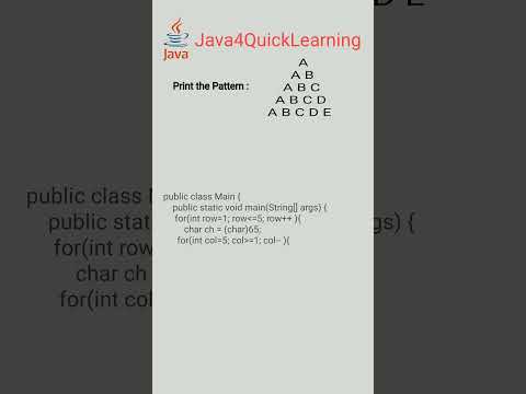 Triangle Alphabet Pattern Question In Java Interview Questions Java4quicklearning