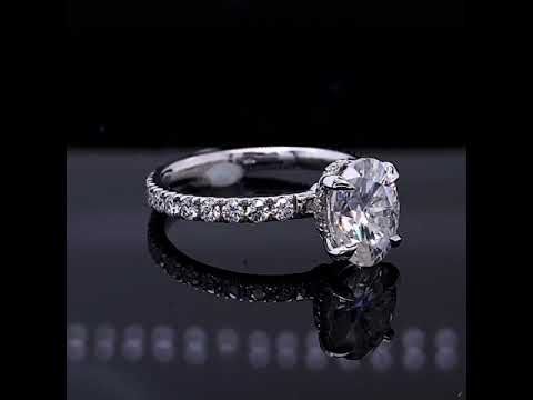 Diamond Collar Oval Moissanite Engagement Ring - 2mm - eng009-2mm-ov ...