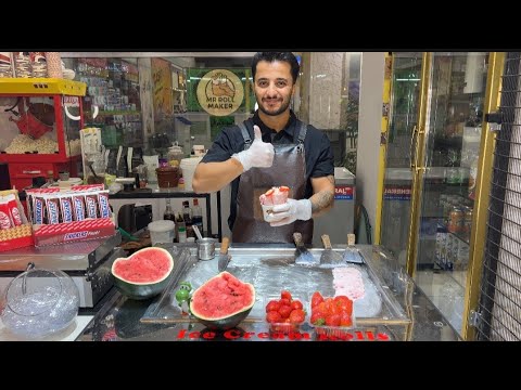 Winter Sunshine Rolls 🍓🍉 | Watermelon & Strawberry Ice Cream