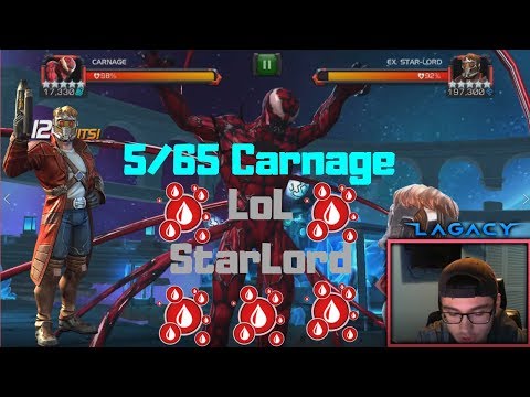 5/65 Carnage LoL Star-Lord Kill! Insane Damage! 9k Bleeds! (Beta) - Marvel Contest of Champions