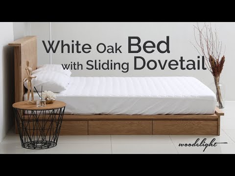 White oak bed with sliding dovetail