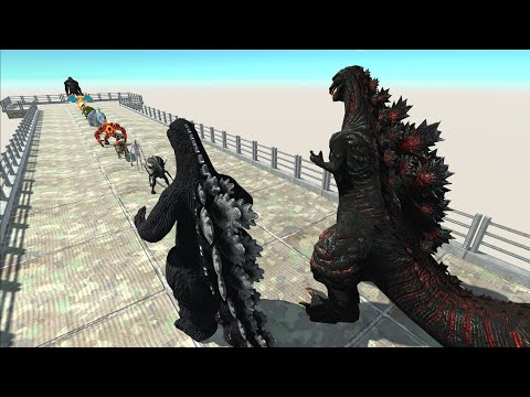 HEISEI GODZILLA VS SHIN GODZILLA DEATH FALL - Animal Revolt Battle Simulator