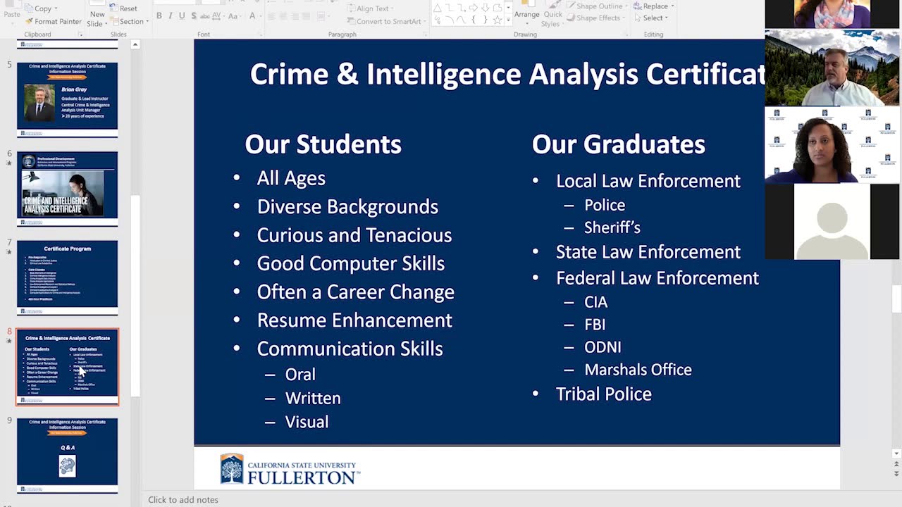 Crime & Intelligence Analysis Info Session | CSUF Extension & International Programs