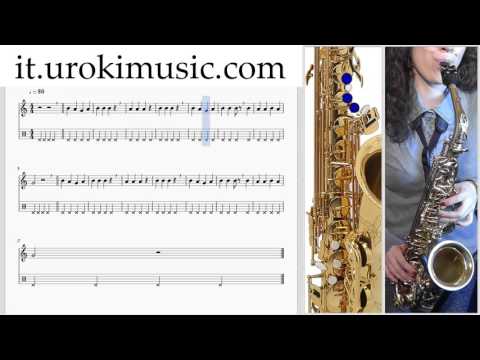 Lezioni di Sassofono Contralto C#1 S#1 L#16 Melodia Tutorial Spartito Imparare Insegnante Metodi Par