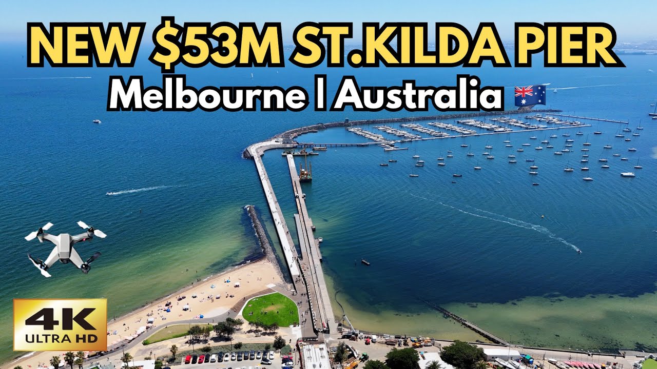 Discover the enchanting aerial vistas of St Kilda Pier.
