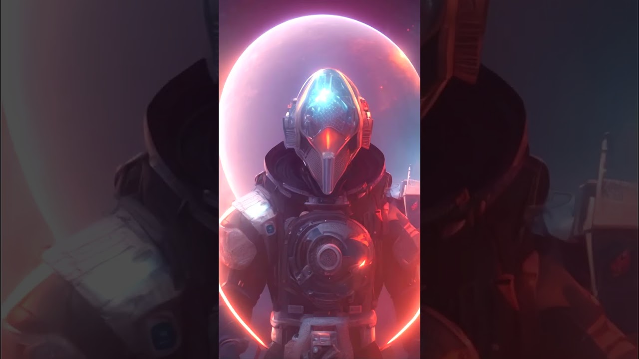 Futuristic Hero: Illuminated Suit with Spectacular Planet Backdrop #art #digital #artwork