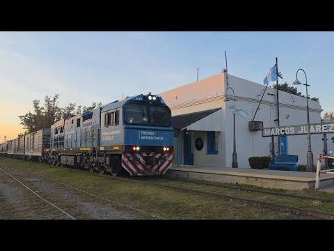 [4K] Tren vacio de Trenes Argentinos Cargas pasando por Marcos Juárez al amanecer!!!!!!