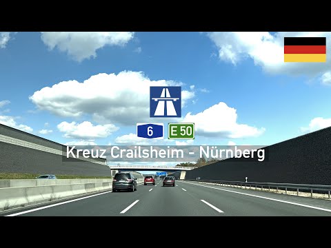[4K] Driving in Germany: Autobahn A6 E50 from Kreuz Crailsheim to Nürnberg