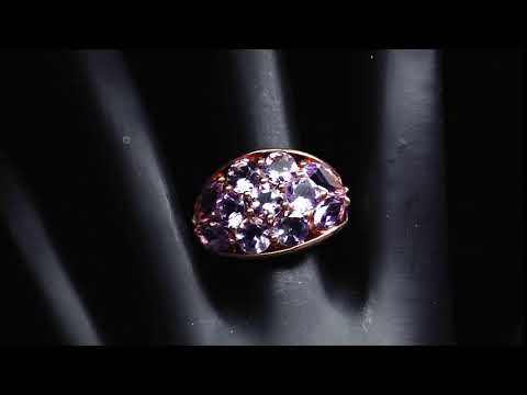 Серебряное кольцо с натуральными Аметистами 17.25р видео