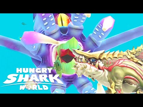 ANCIENT MEGALODON vs GIANT SQUID BOSS (HUNGRY SHARK WORLD)