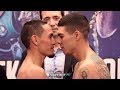GALLO ESTRADA DOESNT FLINCH AS VICTOR MENDEZ TRIES TO GO NOSE TO NOSE DURING WEIGH IN FACE OFF