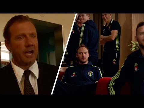 Svenska landslaget får utskällning av Micke från filmen Hata Göteborg..