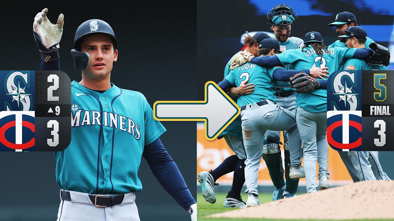 FULL INNING: The Mariners rally for three runs in the 9th inning to take the LEAD over the Twins! 🔱