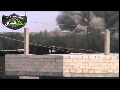 استهداف وتدمير ناقلة جند محملة بالصواريخ في بلدة الكتيبة في ريف درعا من قبل كتيبة مغاوير حوران
