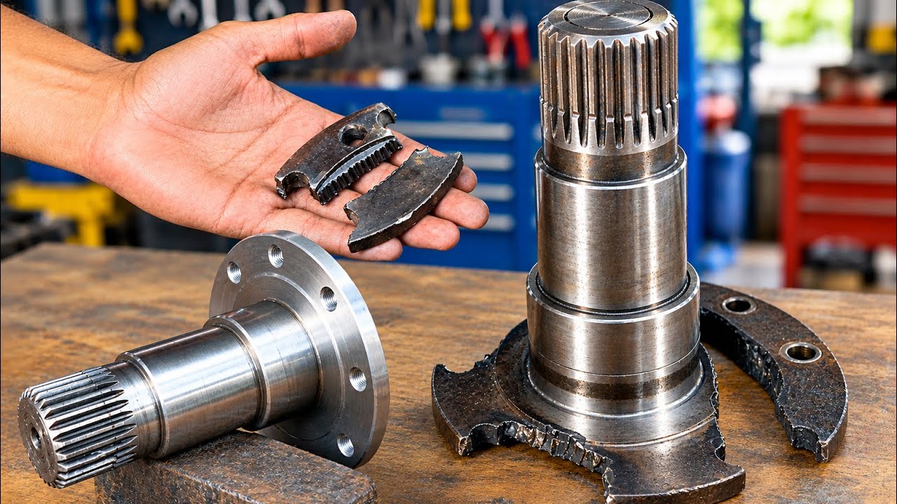 🔥Badly Broken Splined Axle Shaft Restoration | Complete Metal Repair & Rebuilding