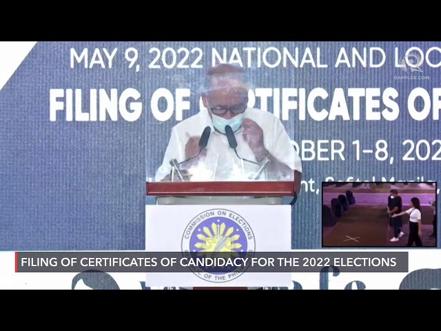 LIVESTREAM: Filing of certificates of candidacy for 2022 PH elections – October 8, 2021
