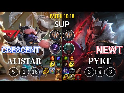 T1 Crescent Alistar vs Newt Pyke Sup - KR Patch 10.18