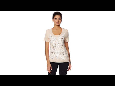 LaBellum by Hillary Scott Sequin Motif Georgette Tee