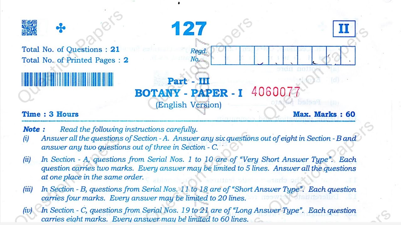 AP inter 1st year Botany 2025 paper Andhra Intermediate March 2025 question papers 1st year Biology