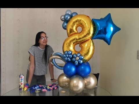Arreglo de globos con numero de manera Facil | bouquet de globos con numeros
