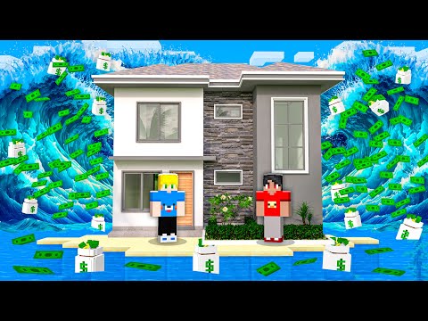 Sobrevivendo 100 dias a um TSUNAMI de RICO no Minecraft!