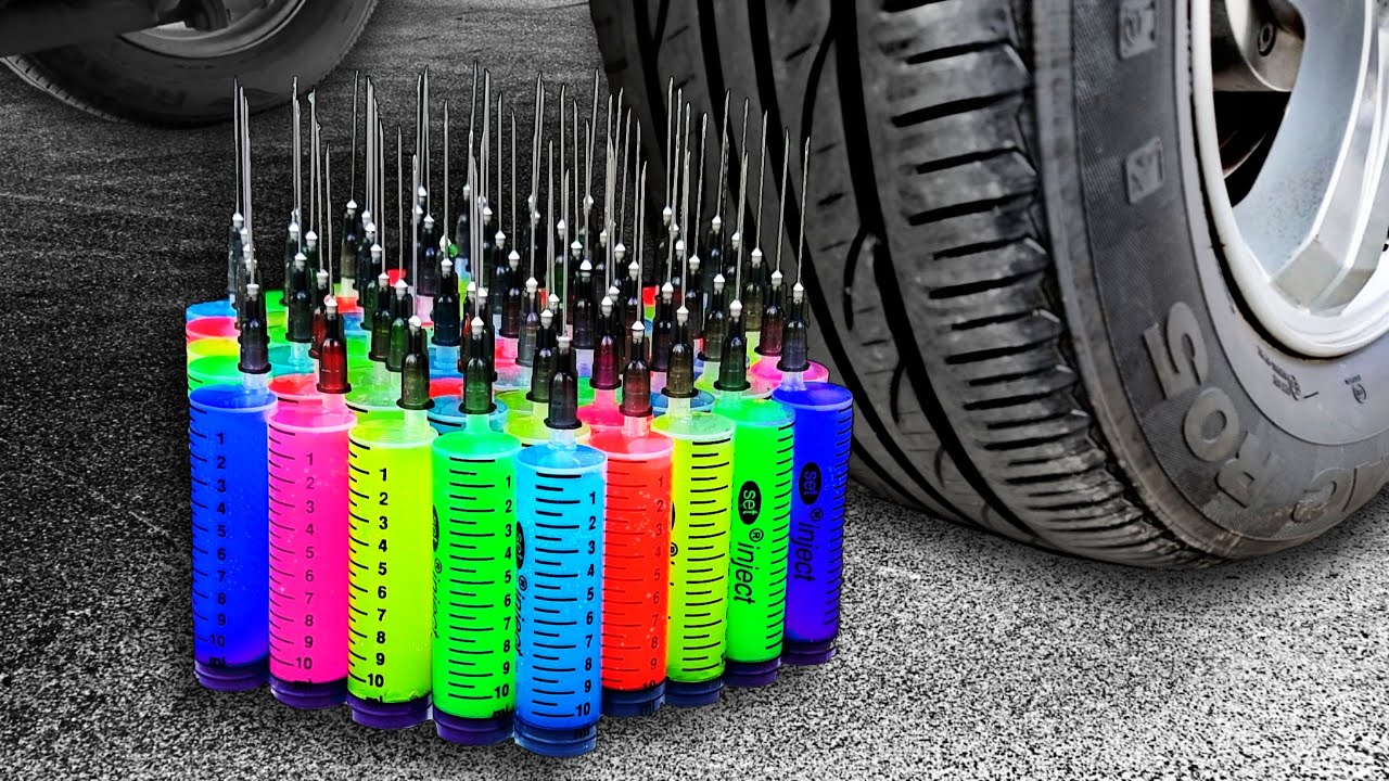 1 Hour ASMR - Crunchy & Soft Things vs Car | Running Over Stuff With Car