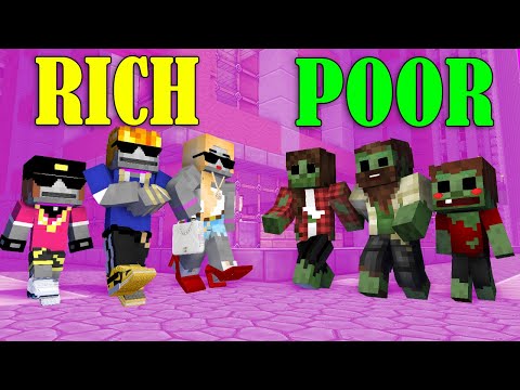ZOMBIE FAMILY VS SKELETON FAMILY POOR VS RICH - MINECRAFT ANIMATION