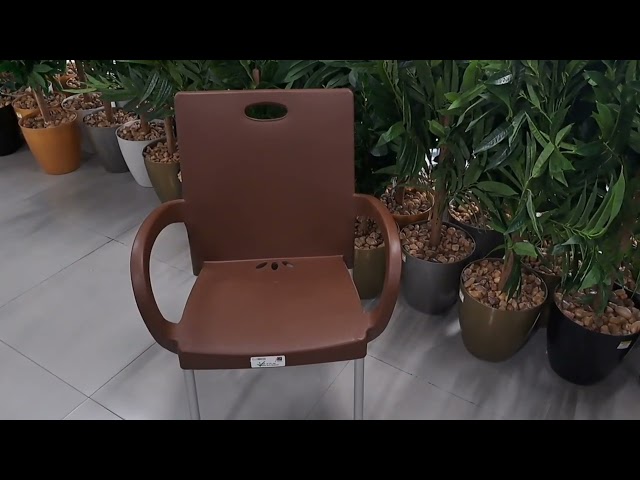 Modern Classic Plastic Armchair Aesthetic Plastic Design for Indoor and Outdoor Use like Patio, Balcony, Garden (Dark Brown), Ironed Legs, 541-BRN