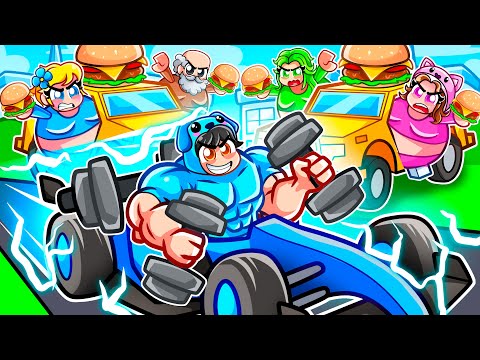 1 MUSCULAR SPEEDRUNNER VS 4 FAT HUNTERS In Roblox Driving Empire...
