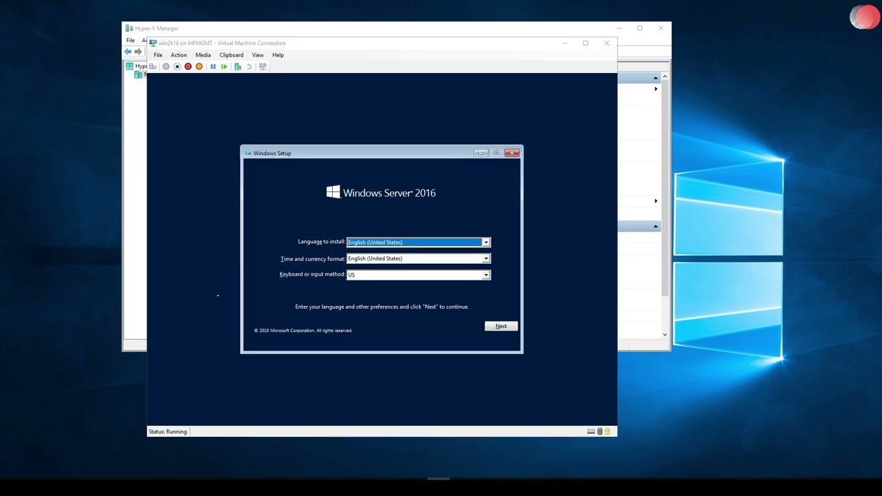 Installing Windows Server 2016 on Hyper-V