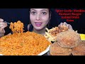 Eating Hot And Garlic Spicy Noodles, Kurkure Burger, Animal Style Fries | Huge Feast Mukbang