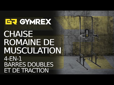 Vidéo - Chaise romaine de musculation - 4-en-1 - Barres doubles et de traction