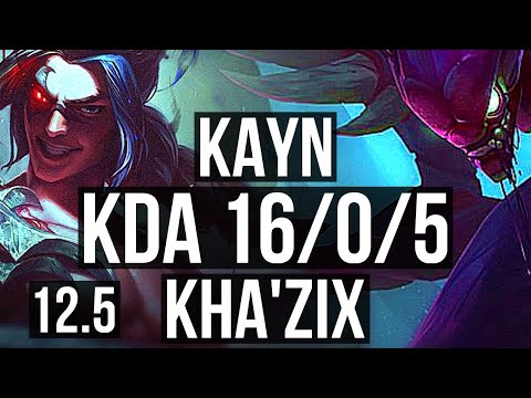 KAYN vs KHA'ZIX (JNG) | 16/0/5, Legendary, 1.2M mastery | BR Diamond | 12.5
