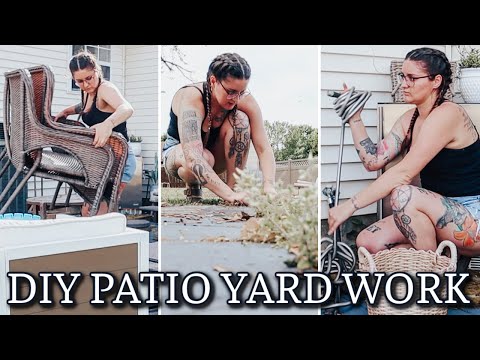 OUTDOOR PATIO CLEAN UP & DIY BACK YARD MAKEOVER IDEAS | YARD WORK | OUTSIDE HOUSE PROJECTS