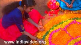Pookalam-floral decorations with flowers 