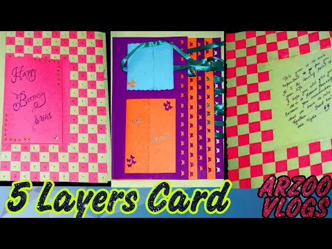 DIY - Card | 5 Layers Greeting Card | How to Make Handmade Birthday Card | ARZOO VLOGS